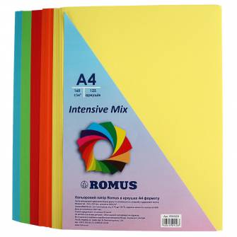 Бумага цветная Romus A4, 160 г / м, 125 л. mix